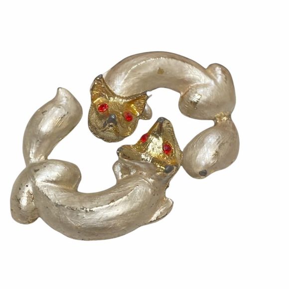 Vintage Enamel And Rhinestone Fox Pins (2) Brooches - Picture 12 of 16